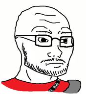 beard glasses neutral neutral_smile red_shirt sharp_jawline shaved stubble variant:soyak // 386x416 // 16.0KB
