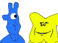 2soyjaks 4 bfdi blue_skin closed_mouth ear euromutt one_eye smile subvariant:Eliot subvariant:euroaryan subvariant:euromutt teeth variant:impish_soyak_ears variant:markiplier_soyjak variant:unknown x yellow_skin // 1024x768 // 151.0KB