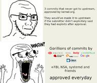 2soyjaks closed_mouth constellix equinix fastly federal_bureau_of_investigation google metal nsa open_mouth purestorage red_hat_enterpise_linux soyjak subvariant:wewjak systemd teeth the_linux_foundation tongue variant:soyak // 1380x1182 // 252.7KB