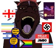 award big_nose cat_ear flag:georgia_(country) flag:israel flag:lgbt_pride_flag flag:minor_attracted_person flag:nazi_germany flag:transgender_pride_flag jimbo_(namefag) meta:namefags my_name_is_(sticker) namefags nigger oneshot shitskin stubble top_hat trend:slopjak troonslop variant:goopjak // 713x608 // 187.2KB