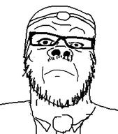 closed_mouth doctor dr_soyberg glasses mustache soyjak stubble variant:a24_slowburn_soyjak // 526x596 // 122.7KB