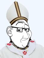 catholic catholic_church catholicism christianity closed_mouth clothes cross ear glasses hair hat pope smile soyjak stubble transparent_background variant:smugjak // 1090x1440 // 474.4KB