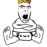 baby crossed_arms diaper foot full_body glasses open_mouth pineapple poop stubble uwu variant:cobson // 400x400 // 143.9KB