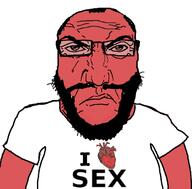 angry balding beard closed_mouth glasses hair heart i_love punisher_face red_skin sex soyjak subvariant:science_lover text variant:markiplier_soyjak // 680x671 // 130.5KB