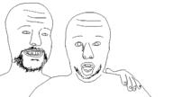2soyjaks beard closed_mouth grin hand mr_beast open_mouth soyjak stubble variant:unknown // 1280x720 // 28.9KB