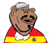 amerimutt brown_skin clothes conquistador ear flag flag:spain hat morion mustache mutt open_mouth soyjak spain stubble subvariant:impish_amerimutt variant:impish_soyak_ears // 979x866 // 147.8KB