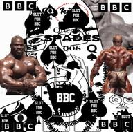 bbc biting_lip black_sclera black_skin blacked_com bnwo british_broadcasting_corporation bull meta:low_resolution nigger pun queen_of_spades ronnie_coleman tyrone variant:cobson // 255x254 // 86.7KB