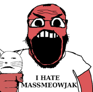 angry animal arm balding beard cat clothes distorted glasses hair i_hate open_mouth red_face soyjak subvariant:impish_meowjak subvariant:massmeowjak subvariant:science_lover subvariant:tismjak tshirt variant:markiplier_soyjak // 800x789 // 47.8KB