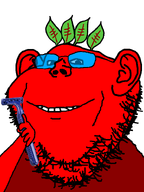 animated beard beetroot broot broot_(user) brush bubble drink ext=gif glasses glowup gums leaf mug razor red_skin series:brootmoji shaving shine smile sparkle straw stubble subvariant:impdrink tea teeth tinted_glasses toothbrush variant:impish_soyak_ears // 598x800 // 387.8KB