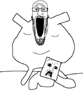 2soyjaks bald fat forehead_wrinkles futuristichub glasses lying_down meta:not_oc minecraft open_mouth shocked stubble subvariant:doctos teeth tongue trend:doctos variant:markiplier_soyjak variant:soyak white_background // 620x720 // 54.2KB