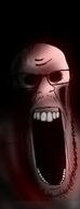 black_background gape glasses high_effort ominous red_skin soyjak stubble teeth variant:feraljak // 945x2448 // 738.3KB