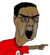 big_nose brown_skin browridge crying flag:nazi_germany glasses golden_tooth hairy hooked_nose nazism pointing sandnigger unibrow variant:chudjak yellow_teeth // 853x935 // 72.5KB