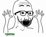 animated arm bottle excited glasses greentext hand open_mouth soy soyjak soylent stubble text variant:excited_soyjak video // 600x480, 23.9s // 920.3KB