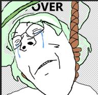 crying crystal_cafe eyelashes female femjak glasses green_hair hair hanging incomplete its_over rope soyjak subvariant:gapejak_female suicide text variant:gapejak // 773x754 // 230.4KB