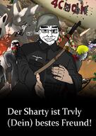 4chan 4cuck Der_Sharty_ist_Trvly_(Dein)_bestes_Freund! army arrow babybot barneyfag bloodshot_eyes blue_skin brown_skin cado calm cheese chud classical_art_parody coinslot collar cry crying don_turtelli eclipse explosion eyes fascism german_text grin gun gun_on_back hand helmet janny lending_a_hand locket looking_at_viewer meta:tagme military missed_cheese murder nate nazism nose open_mouth operation_soyclipse pocket qa_(4chan) quote raid rifle rifle_on_back rock rope schutzstaffel smile smug soldier soyjak ss_soldier subvariant:dr_soystein subvariant:feralrage subvariant:hornyson subvariant:neutralplier subvariant:schizojak subvariant:science_lover subvariant:wholesome_soyjak suicide sun text tongue tranny troon variant:bernd variant:chudjak variant:cobson variant:darkiplier variant:el_perro_rabioso variant:feraljak variant:gapejak variant:israeli_soyjak variant:markiplier_soyjak variant:meximutt variant:rickjak variant:rupturejak variant:smugjak variant:soyak war war_cap war_helmet white_skin yellow_skin // 731x1030 // 471.1KB