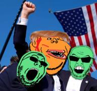 3soyjaks assassination blood central_intelligence_agency donald_trump ear flag:united_states glasses glowing glownigger green_skin hair irl irl_background orange_skin secret_service subvariant:impish_amerimutt sunglasses trump_assassination_attempt united_states variant:feraljak variant:gapejak variant:impish_soyak_ears wound yellow_hair // 513x477 // 262.3KB