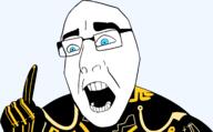arm blue_eyes clothes glasses hand jobe_smith movie open_mouth pointing_up redraw soyjak the_lawnmower_man variant:cobson // 1701x1056 // 76.7KB
