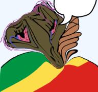 bloodshot_eyes brown_skin brown_troonjak crying flag:congo open_mouth rope series:coonfags soyjak speech_bubble_empty suicide tongue variant:bernd // 768x719 // 149.9KB