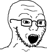 bald eyes glasses head laryy_(quote) open_mouth series:quote's_weird_soyaks stubble teeth variant:soyak white_background white_skin // 644x740 // 14.8KB