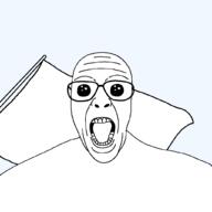 flag glasses looking_at_you oh_my_god_she_is_so_attractive open_mouth soyjak variant:patriotjak // 1023x1023 // 21.2KB