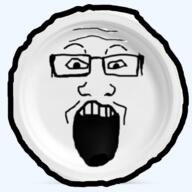glasses looking_at_you objectsoy open_mouth paper plate soyjak teeth transparent_background variant:markiplier_soyjak // 680x680 // 235.0KB