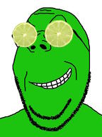 food fruit glasses green green_skin grin lime series:fruiterz! smirk soyjak stubble subvariant:wholesome_soyjak variant:gapejak // 600x800 // 103.9KB