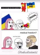 angry bloodshot_eyes country crying daddy's_girl female flag glasses megaphone meta:low_resolution nordic_chad open_mouth pink_hair stubble ukraine variant:soyak variant:wojak watermark wojak // 490x665 // 45.8KB