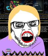 badge clothes eyelashes flag forum glasses hair makeup mario muncher mustache nintendo open_mouth screenshot smw_central soyjak stubble tranny variant:feraljak video_game yellow_hair // 609x704 // 326.9KB