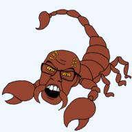 angry animal arachnid bug full_body glasses mandible mortal_kombat multiple_eyes open_mouth pincer scorpion series:animaljaks soyjak stinger tail variant:feraljak yellow_sclera // 2048x2048 // 144.7KB