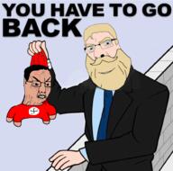 2soyjaks anger_mark angry arm beard blue_eyes brown_skin clothes flag full_body glasses hair hand holding_object leg nazism pol_(4chan) smile soyjak suit swastika text variant:chudjak variant:cobson vein wall yellow_hair // 1000x987 // 440.2KB