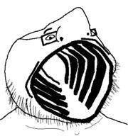 animal basking_shark fish glasses open_mouth shark soyjak stubble variant:unknown // 349x373 // 4.6KB