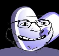 g_(4chan) gentoo glasses linux purple_skin smile soyjak stubble technology variant:roundjak // 578x546 // 150.3KB