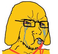 bloodshot_eyes closed_mouth crying dog ear janny soyjak variant:soyak whistle yellow_skin // 785x731 // 147.0KB