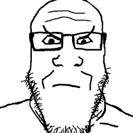 angry glasses looking_at_you soyjak stubble variant:markiplier_soyjak white_background // 600x661 // 42.5KB