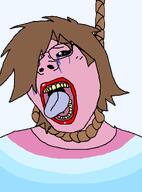ack brown_hair crying ftm hanging pink_skin pooner red_lips rope subvariant:gapejak_female subvariant:terryjak tongue tranny variant:gapejak yellow_teeth you_will_never_be_a_real_man ywnbam ywnbarm // 870x1174 // 33.6KB