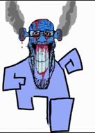 angry animated blood blue_skin calm clenched_teeth ear fume glasses music running sound soyjak stretched_chin stubble subvariant:longplier teeth variant:markiplier_soyjak video // 322x450, 7s // 654.7KB