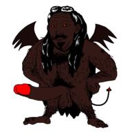BRIMMIEST_COMMENTS_SECTION☣️☣️☣️_DO_NOT_ENTER☣️☣️☣️ bbc black_skin ear full_body goatee hair hairy long_hair mustache nsfw orange_sclera penis soyjak tail variant:kuzjak wing // 2000x2000 // 453.0KB