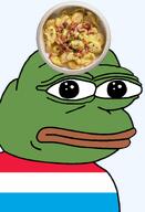 amphibian bald closed_mouth clothes country europe european flag flag:luxembourg food frog green_skin irl kniddelen lips looking_at_you luxembourg luxembourgish nas nas:pepe neutral pepe_the_frog series:pepe_hat transparent_background tshirt // 1008x1479 // 499.4KB