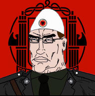 albania albanian_text blue_eyes brown_hair bwc clothes eagle eyelashes fasces flag flag:albania glasses jasenovac necktie qeleshe shield subvariant:perceptive_chud suit suit_and_tie total_kike_destruction total_nigger_death total_serbian_death variant:chudjak white_skin übermensch // 1170x1174 // 625.3KB