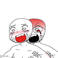 2soyjaks animated anime arm blush eyelashes glasses hand konpaku_youmu nipple oekaki open_mouth poyopoyo red_skin scared sex soiboi soyjak sweating tonton touhou variant:youmujak video_game white_eyes // 400x292 // 196.5KB