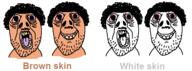 beige_skin bloodshot_eyes brown_skin fucking_disturbing hair looking_at_you mustache open_mouth redraw smile soyjak stubble subvariant:brunetto template text variant:bernd white_skin yellow_teeth // 583x216 // 17.2KB
