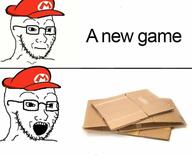 2soyjaks cap cardboard closed_mouth clothes glasses hat nintendo nintendo_labo open_mouth soyjak stubble variant:soyak video_game // 960x781 // 47.4KB