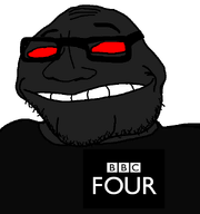 bald bbc_four british_broadcasting_corporation chin dark evil glasses logo red_eyes smirk soyjak stubble subvariant:lakuse transparent_background variant:smugjak wrinkles // 600x640 // 16.4KB
