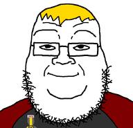 badge beard closed_mouth clothes fat glasses nate obese smug stubble variant:jaque white_background white_skin yellow_teeth // 701x677 // 22.1KB