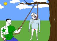 3soyjaks arm bloodshot_eyes buff closed_mouth clothes crying drawn_background ear esperanto flag flag:esperanto flag:toki_pona full_body glasses grass hand hanging holding_object holding_rope irl jeans leg lynching neovagina noose open_mouth outdoors rope smile smug soyjak stubble subvariant:wholesome_soyjak sun toki_pona tongue tree variant:bernd variant:chudjak variant:gapejak yellow yellow_skin yellow_teeth // 2100x1500 // 154.0KB