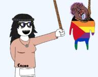 2soyjaks avengers beanie breasts brown full_body hand holding_object lgbt palestine purple_hair rope soy soylent tranny variant:bernd variant:soytan // 1088x857 // 154.8KB