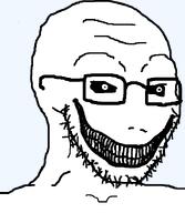 big_mouth black_sclera eyebrows full_head glasses grin le_scary_face looking_to_the_right psycho_wojak pupils scary scary_bbc_rape_wojak_from_ohio sharp_teeth soyjak stubble subvariant:bibisijak subvariant:psycho_soyak transparent_background variant:soyak variant:wojak white_pupils white_skin wrinkles // 644x740 // 12.9KB