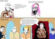 2023 2033 aryan beard blond book breast buff button chain closed_eyes clothes comic court crying frown full_body future glasses handcuffs hat headphones headset iran judaism large_nose lipstick map_(pedophile) matriarchy microphone multiple_soyjaks open_mouth pedophile pink_hair pipe police prisoner purple_hair republican ripped_clothes side_profile smile smoke smoking sohrab_amhari soyjak speech_bubble stubble sweater text throne tranny variant:bernd variant:chudjak variant:cobson variant:feraljak variant:gapejak variant:markiplier_soyjak variant:soyak venus_figurine yamaka yellow_hair // 3188x2256 // 1.5MB