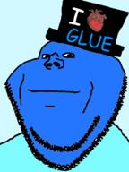 blue_skin closed_mouth clothes hat heart i_love neutral soyjak stubble variant:impish_soyak_ears // 598x800 // 113.6KB