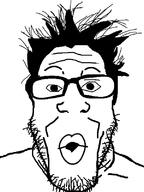glasses hair merge open_mouth soyjak stubble variant:markiplier_soyjak variant:nojak // 600x800 // 37.7KB